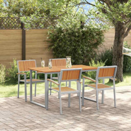 Berkfield Garden Dining Set 5 Pcs Grey And Brown 140 X 80 X 75 Cm - thumbnail 1