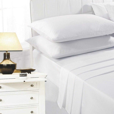 K Collection Percale Percale Fitted Sheet White (Single)
