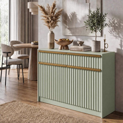 Fwstyle Lania 2 Door 2 Drawer Green Scalloped Hallway Sideboard Storage Unit (H) 77 (W) 110 (D) 40Cm - image 1