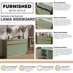 Fwstyle Lania 2 Door 2 Drawer Green Scalloped Hallway Sideboard Storage Unit (H) 77 (W) 110 (D) 40Cm - thumbnail 3