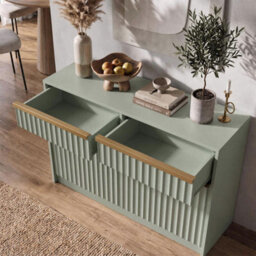 Fwstyle Lania 2 Door 2 Drawer Green Scalloped Hallway Sideboard Storage Unit (H) 77 (W) 110 (D) 40Cm - thumbnail 2