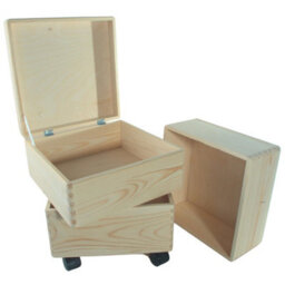 Woodeedoo 3 Tier Square Wooden Storage Unit With Lid Wheels And Hinges Pine Furniture Style Box Stack For Home 30 X 30 X 45 Cm - thumbnail 4