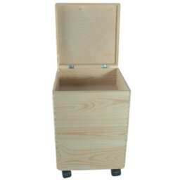 Woodeedoo 3 Tier Square Wooden Storage Unit With Lid Wheels And Hinges Pine Furniture Style Box Stack For Home 30 X 30 X 45 Cm - thumbnail 5