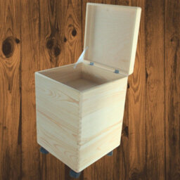 Woodeedoo 3 Tier Square Wooden Storage Unit With Lid Wheels And Hinges Pine Furniture Style Box Stack For Home 30 X 30 X 45 Cm - thumbnail 1