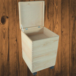 Woodeedoo 3 Tier Square Wooden Storage Unit With Lid Wheels And Hinges Pine Furniture Style Box Stack For Home 30 X 30 X 45 Cm - thumbnail 2