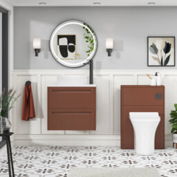 Royal Bathrooms Royal Bathroom Elmore 600mm Terracotta Clay Wall Mounted Bathroom Vanity Unit 2 Drawer Plain White Worktop With Round Basin - thumbnail 5