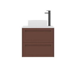 Royal Bathrooms Royal Bathroom Elmore 600mm Terracotta Clay Wall Mounted Bathroom Vanity Unit 2 Drawer Plain White Worktop With Round Basin - thumbnail 7