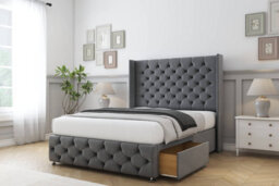 "Sloomy Luthor Armour Coniston Divan Bed Base No Drawers-54"" Wingback Headboard & 12"" Footboard 4'6 Double" - thumbnail 4