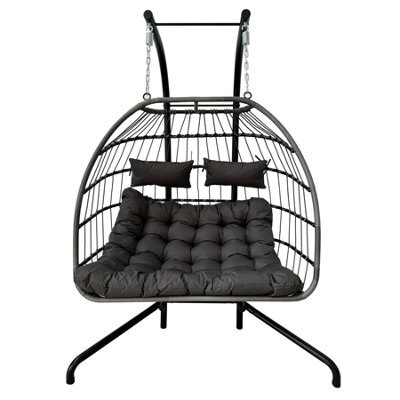 Ohs Double Hanging Egg Chair Folding Swing Seat Hammock Patio Garden Outdoor - image 1