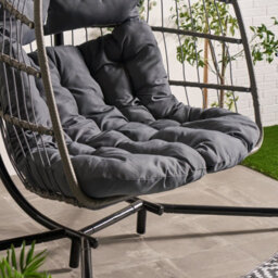 Ohs Double Hanging Egg Chair Folding Swing Seat Hammock Patio Garden Outdoor - thumbnail 2