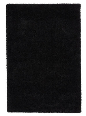 Black Plain Shaggy Rug, Easy To Clean Rug, Stain-Resistant Rug, Modern Rug For Living Room, & Dining Room-200Cm X 290Cm - image 1