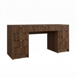 Computer Desk With Storage Tireno Bis Okapi Walnut Laminated Mdf Fluted Drawer Fronts Modern Minimalist Furniture For Home Office - thumbnail 2