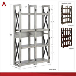 Dorel Wildwood 8 Shelf Bookcase Espresso Wood Look - thumbnail 2