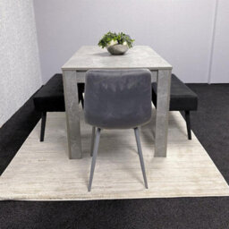 Kosy Koala Wooden Grey Dining Table Set With 2 Grey Chairs And 2 Blak Benches Modern Dining Furniture - thumbnail 2