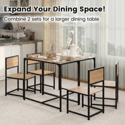 3 Piece Dining Set With Metal Frame Rectangular Table 2 Chairs - thumbnail 4