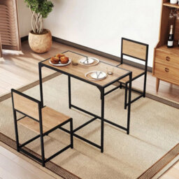 3 Piece Dining Set With Metal Frame Rectangular Table 2 Chairs - thumbnail 5