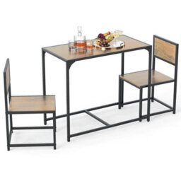 3 Piece Dining Set With Metal Frame Rectangular Table 2 Chairs - thumbnail 6
