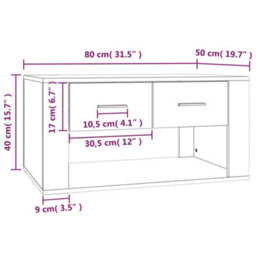 Berkfield Coffee Table Grey Sonoma 80X50X40 Cm Engineered Wood - thumbnail 9