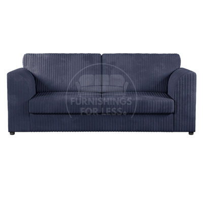 Furnishings For Less UK Luxor Jumbo Cord Fabric 3 Seater Sofa - Fullback Navy Blue - image 1