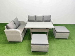 Fimous 7 Seater Pe Rattan Wicker Garden Furniture Conservatory Sofa Set 3 Seater Sofa Love Sofa 2 Big Footstool - thumbnail 2