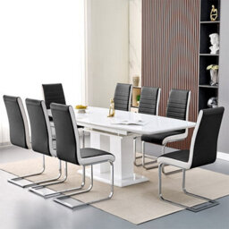 Furniture in Fashion Genisimo Large Gloss Extending Dining Table 8 Symphony Black Chairs - thumbnail 1