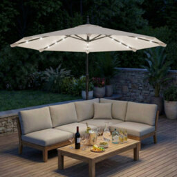 Outsunny 3 M Cantilever Parasol Solar Led Lights, Cream White - thumbnail 9