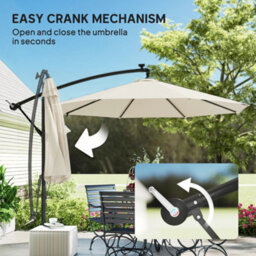 Outsunny 3 M Cantilever Parasol Solar Led Lights, Cream White - thumbnail 8
