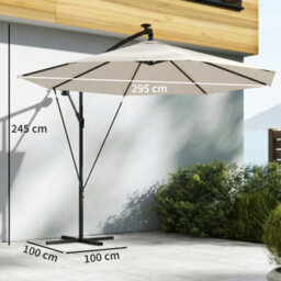Outsunny 3 M Cantilever Parasol Solar Led Lights, Cream White - thumbnail 3