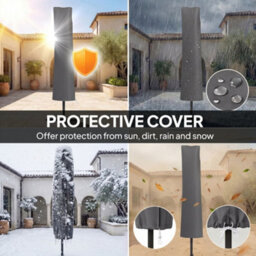 Outsunny 3 M Cantilever Parasol Solar Led Lights, Cream White - thumbnail 6