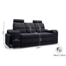 Wenus Upholstered Sofa Bed Dl Sleeping Function With Two Pouffes Adjustable Headrests 205X93X95 Cm Beige - thumbnail 5