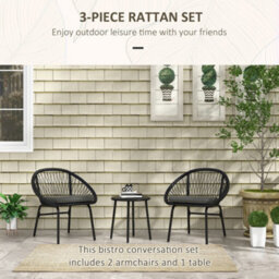 Outsunny 3 Piece Garden Furniture Set, Bistro Set W/ 2 Chairs & 1 Coffee Table - thumbnail 4