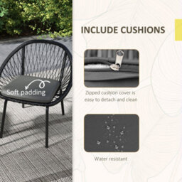 Outsunny 3 Piece Garden Furniture Set, Bistro Set W/ 2 Chairs & 1 Coffee Table - thumbnail 6