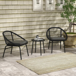 Outsunny 3 Piece Garden Furniture Set, Bistro Set W/ 2 Chairs & 1 Coffee Table - thumbnail 1
