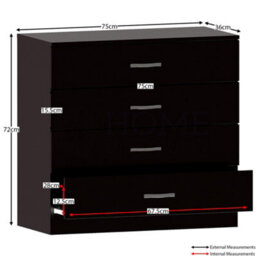 Lassic Vida Designs Riano Black Trio Bedroom Furniture Set  - Bedside Table, Drawer Chest, Wardrobe - thumbnail 3