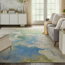 Multicolored Viscose , Wool Abstract , Optical/(3D) Handmade , Luxurious ,  Wool Rug For Living Room, Bedroom - 236Cm X 297Cm - thumbnail 2