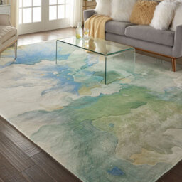 Multicolored Viscose , Wool Abstract , Optical/(3D) Handmade , Luxurious ,  Wool Rug For Living Room, Bedroom - 236Cm X 297Cm - thumbnail 1
