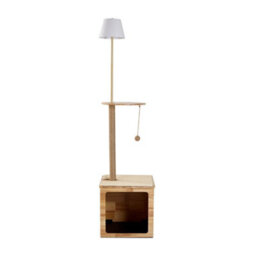 Living And Home 2-In-1 Cat Tower Cat Tree Climbing Frame Foot Switch Floor Lamp Floor Light H 164 Cm - thumbnail 2