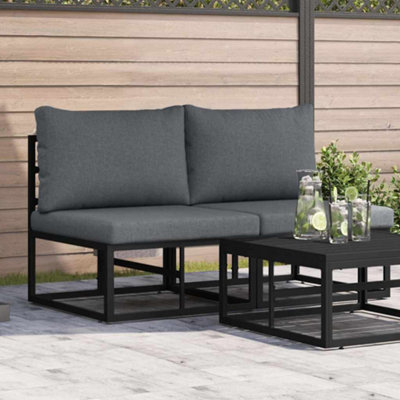 Berkfield Outdoor Furniture With Cushion 2 Pcs Black Aluminium - image 1