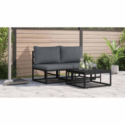 Berkfield Outdoor Furniture With Cushion 2 Pcs Black Aluminium - thumbnail 4