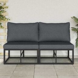 Berkfield Outdoor Furniture With Cushion 2 Pcs Black Aluminium - thumbnail 3