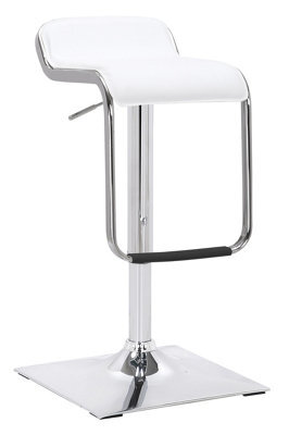 Lamboro Milano Breakfast Bar Stool, Chrome Footrest, Height Adjustable Swivel Gas Lift, Home Bar & Kitchen Faux-Leather Barstool, White - image 1