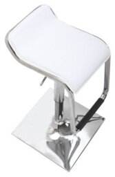 Lamboro Milano Breakfast Bar Stool, Chrome Footrest, Height Adjustable Swivel Gas Lift, Home Bar & Kitchen Faux-Leather Barstool, White - thumbnail 6