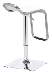 Lamboro Milano Breakfast Bar Stool, Chrome Footrest, Height Adjustable Swivel Gas Lift, Home Bar & Kitchen Faux-Leather Barstool, White - thumbnail 4
