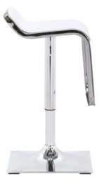 Lamboro Milano Breakfast Bar Stool, Chrome Footrest, Height Adjustable Swivel Gas Lift, Home Bar & Kitchen Faux-Leather Barstool, White - thumbnail 2