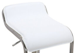 Lamboro Milano Breakfast Bar Stool, Chrome Footrest, Height Adjustable Swivel Gas Lift, Home Bar & Kitchen Faux-Leather Barstool, White - thumbnail 7