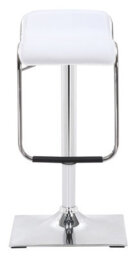 Lamboro Milano Breakfast Bar Stool, Chrome Footrest, Height Adjustable Swivel Gas Lift, Home Bar & Kitchen Faux-Leather Barstool, White - thumbnail 3