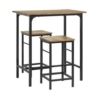 Sobuy Ogt10-Pf, Bar Set-1 Bar Table And 2 Stools, Home Kitchen Breakfast Bar Set Furniture Dining Set,neutral,w80Xd50Xh87 - image 1