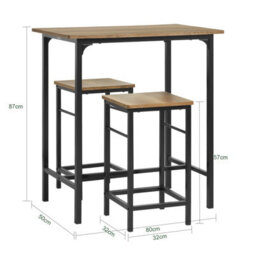 Sobuy Ogt10-Pf, Bar Set-1 Bar Table And 2 Stools, Home Kitchen Breakfast Bar Set Furniture Dining Set,neutral,w80Xd50Xh87 - thumbnail 3