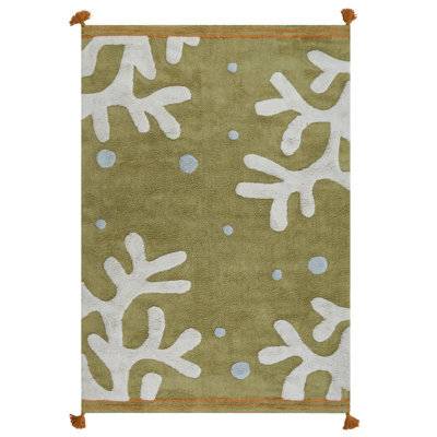 Beliani Kids Rug Jajpur Green 140 X 200 Cm Cotton - image 1