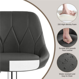 Yaheetech Set Of 2 Faux Leather Swivel Bar Stools With Backrest And Footrest Dark Grey - thumbnail 6